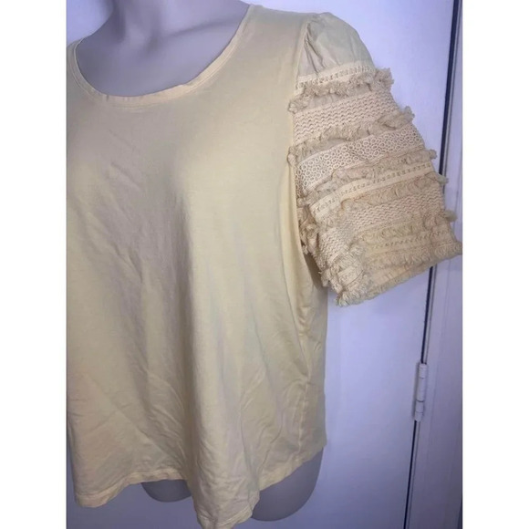 Yellow Pastel Ruffle Sleeve Womens Top Chicos 3 XL  #1013 - Picture 3 of 6